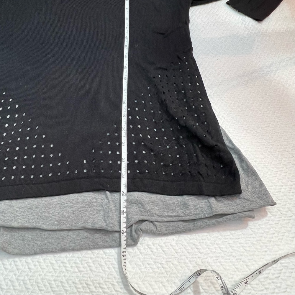 𝅺pure Handknit 100% Cotton Dual Layer Black/Grey Top w/Cutouts Size XS - Picture 9 of 11
